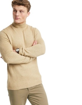 Męski brązowy sweter z golfem S