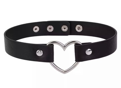 NASZYJNIK CHOKER OBROŻA BDSM GRUNGE SERCE CZARNA