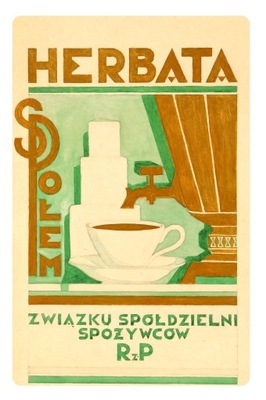 Magnes Herbata Społem 1935 prl