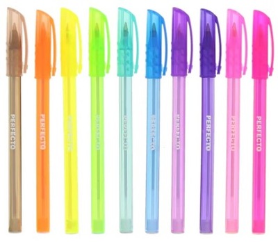 Kolorowe długopisy 10 sztuk z zatyczką 14,5 cm dla dzieci szkolne
