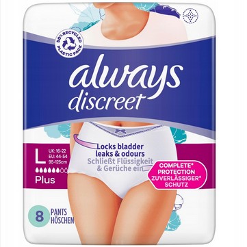 ALWAYS DISCREET ROZM.L PIELUCHOMAJTKI 8SZT NB19