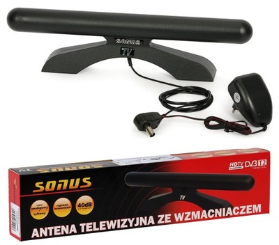 Pokojowa antena TV DVB-T wzmacniacz do 40dB SONUS