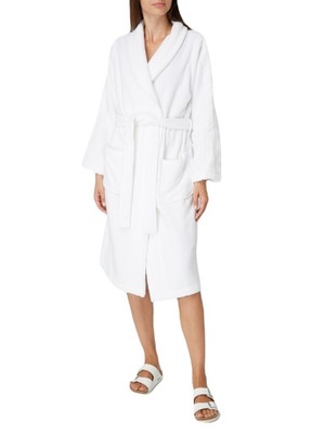 CALVIN KLEIN SZLAFROK COTTON ROBE LOGO WHITE XS/S