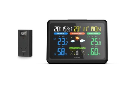 Stacja pogody Hama Color termometr higrometr kolorowy wyświetlacz zasilacz