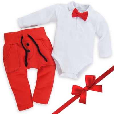 Komplet dla chłopca czerwony 68 ubranka niemowlęce