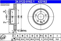 ATE ДИСК ТОРМОЗНОЙ ПЕРЕДНЯЯ 276X22 V MERCEDES V 638/2 96-/VITO W638 96-/97-