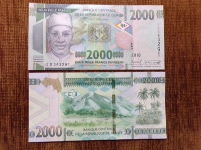 350.GUINEA 2000 FRANKÓW P48Aa/B342a UNC 2018