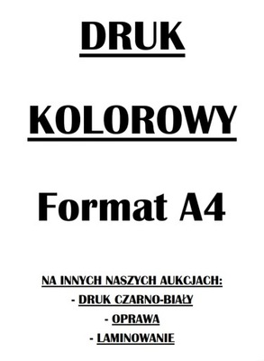 DRUKOWANIE KOLOROWE , Format A4 , DRUK - 1 strona A4