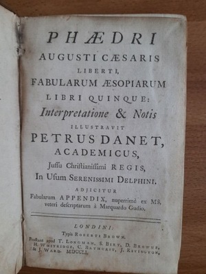 Phaedri Fabularum Aesopiarum Fedrus 1751