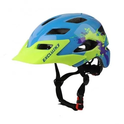 KASK ROWEROWY WZÓR NIEBIESKO ŻÓŁTY 50-57 CM EXCLUSKY