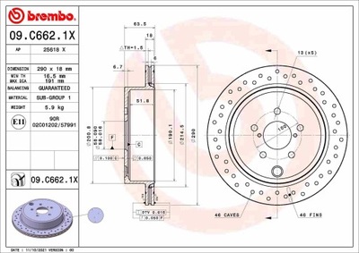 ДИСК DO ТОРМОЗОВ O WYSOKIEJ SKUTECZNOSCI BREMBO 09.C662.1X фото