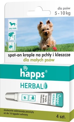 HAPPS Herbal 5-10kg KROPLE przeciw PCHŁOM KLESZCZOM PASOŻYTOM