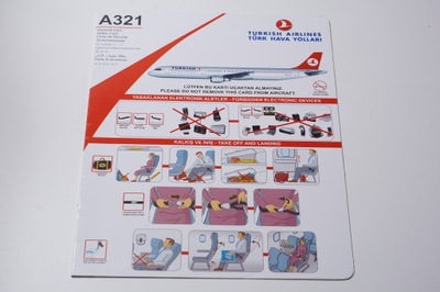 Turkish Airlines safety Card Instrukcja bezpieczeństwa Airbus A321