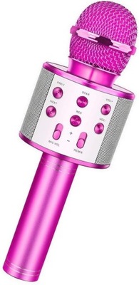 Imprezowy, bezprzewodowy mikrofon z nagłośnieniem, karaoke, różowy