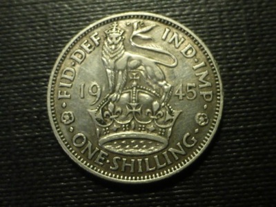 1 Shilling,1945r.srebro.