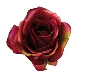 Róża główka sztuczna wyrobowa 8cm 12szt wiśniowo zielony