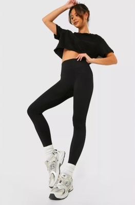 BOOHOO LEGGINSY ELASTYCZNE CZARNE BASIC 40 L 1BDE