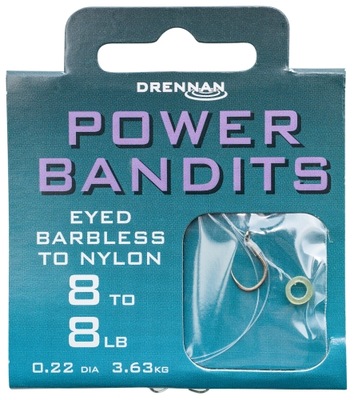 Drennan Power Bandits r.8 Barbless 30cm Gotowe przypony