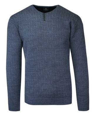 Niebieski Wełniany Sweter w Serek VIP STENDO XL