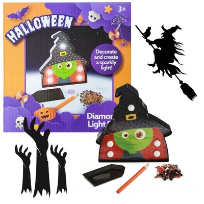 HAFT DIAMENTOWY CZAROWNICA HALLOWEEN LAMPKA DIY