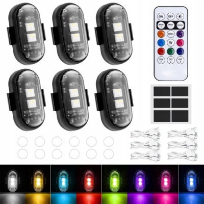 6x беспроводные stroboskopowe led rgb свет 8 цветов к автомобиля мотоцикла фото №1
