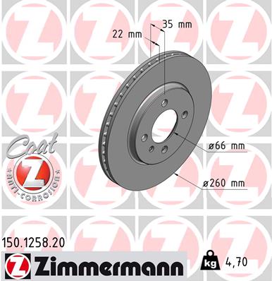 ZIMMERMANN 150.1258.20 DISKU STABDŽIŲ 