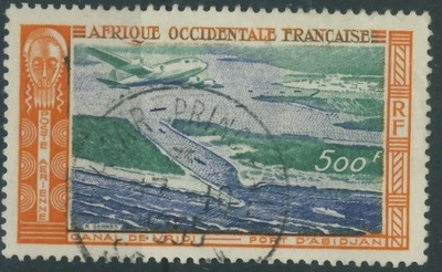 Kolonie fr. A.O.F. 500 fr. - Port Abidjan , Samolot