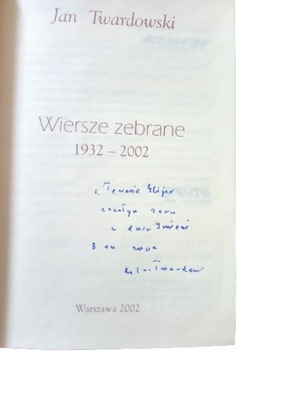 Wiersze Zebrane Jan Twardowski AUTOGRAF stan BDB -