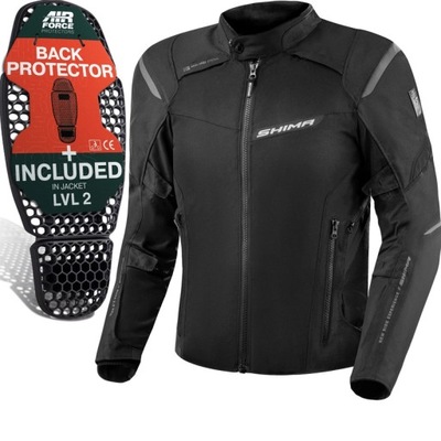 CHAQUETA SHIMA RUSH 2.0 BLACK MOTOCICLETA TEKSTYLNA REPELENTE AL AGUA REGALO  