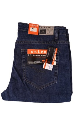 SPODNIE JEANS ST LEON granat DUŻE W40 L30 104-110