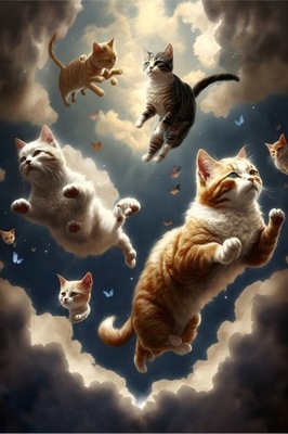 Obraz na płótnie CANVAS 120 x 80 - Zwierzęta - Koty w chmurach