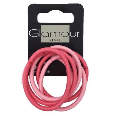 Glamour Gumki do włosów bez metalu Różowe, 6 sztuk