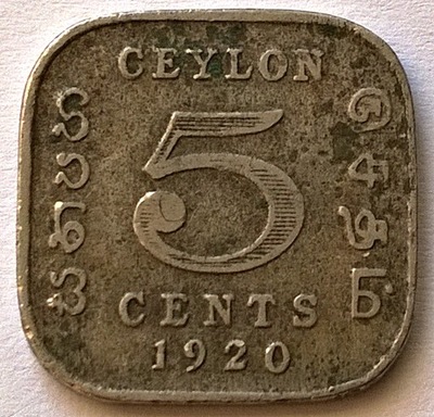 CEJLON 5 CENTÓW 1920