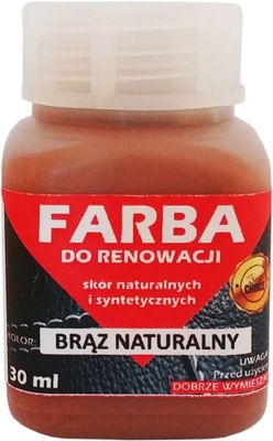 RENOWACJA SKÓR TAPICERKI FARBA BRĄZ NATURALNY 30ml