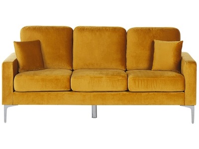 Sofa kanapa welurowa retro żółta