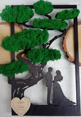 Drzewko szczęścia Prezent ślub pamiątka mech chrobotek