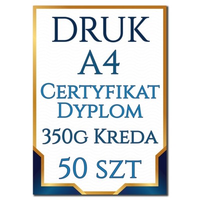 DYPLOM CERTYFIKAT 50 szt DRUK A4 Kreda 350g
