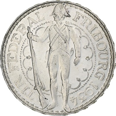 Szwajcaria, FREIBURG, 5 Francs, 1934, Bern, Srebro