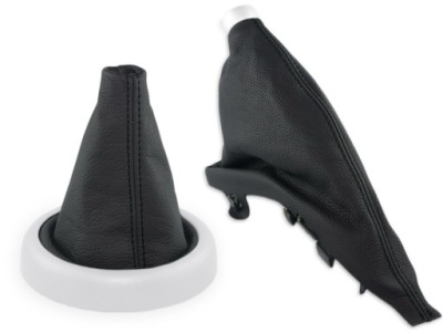 Mini cooper r50 чехол переключения передач 1 тормоза кожа 1 нити чёрные фото №1