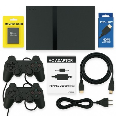 KONSOLA PLAYSTATION 2 PS2 2 PADY KARTA PAMIĘCI ADAPTER HDMI OKABLOWANIE