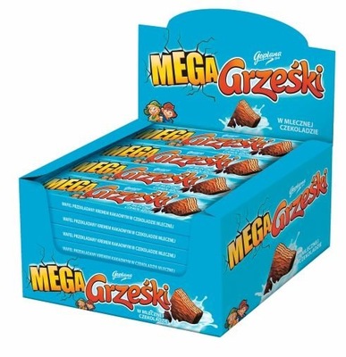32 x 48g Grześki MEGA wafelki w czekoladzie MLECZNE