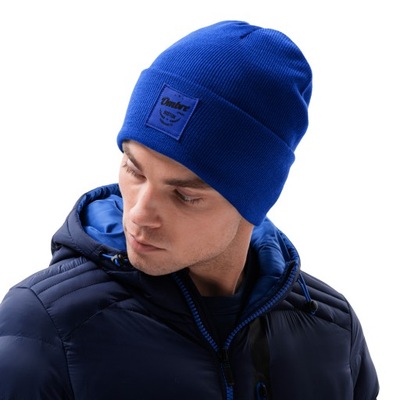 Czapka męska zimowa beanie one size H103 niebieska