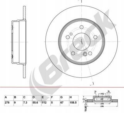 Диск тормозная задний br038sa100 breck фото №1