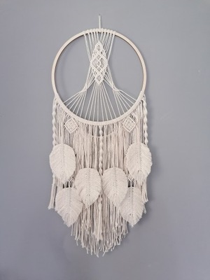 Łapacz snów duży Makrama ścienna piórka Boho