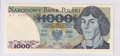 1000 Złotych Polska 1979 -UNC Seria BT