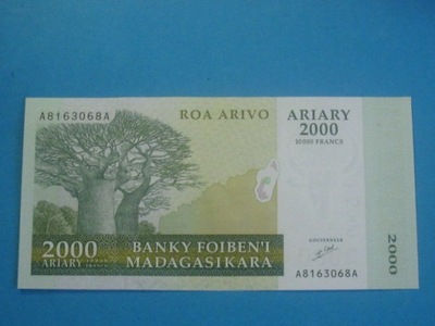 Madagaskar Banknot 2000 Ariary A-A 2003 UNC P-83