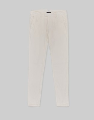 Męskie spodnie sztruksowe velluto biały slim fit 32 32