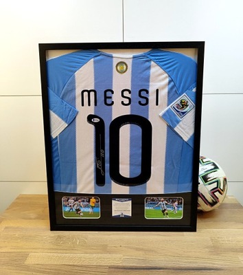 Leo Messi, Argentyna - koszulka z autografem w ramie od 1zł! (zag)