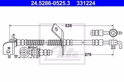 ATE 24.5286-0525.3 ПАТРУБОК ТОРМОЗНОЙ ГИБКИЙ