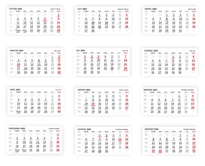 Kalendaria kalendarze trójdzielne sz/b 2023 1 kpl